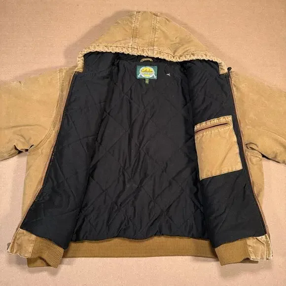 Vintage Cabela's Outdoor Tan Brown Duck Work Carhartt Style Coat W/ Hood 3XL - Picture 3 of 8